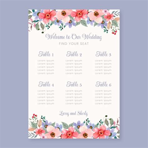 Watercolor seating plan design | Free Vector