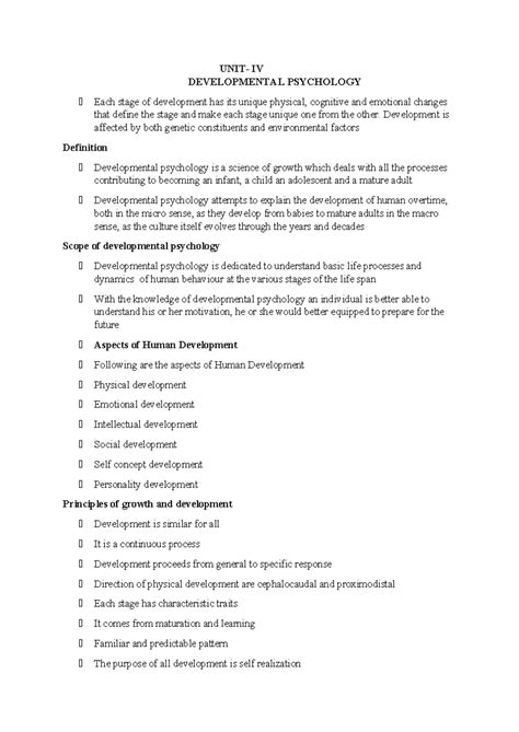 UNIT IV Developmental Psychology - UNIT- IV DEVELOPMENTAL PSYCHOLOGY ...