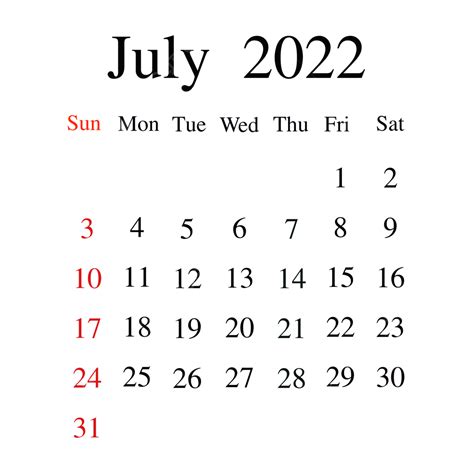 July Calendar PNG Transparent, Calendar July 2022, Calendar, July, 2022 ...