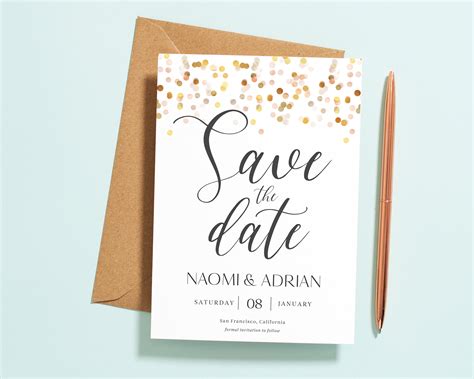 Wedding Save the Date Save the Date Cards Gold Save the - Etsy