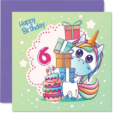 Buy 6th Birthday Card Girl - Magical Unicorn Birthday Card - Happy ...