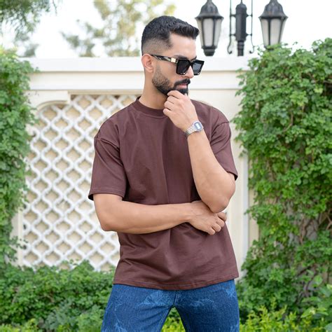Buy Dark brown oversize French terry T-shirt Online