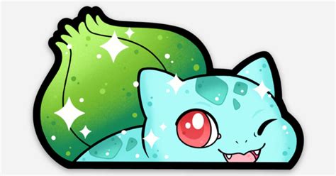 Bulbasaur Peeker by Michelle Coffee | Die cut stickers | Sticker Mule India