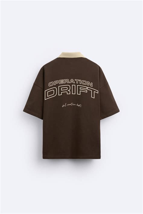 CONTRAST BROWN OPERATION DRIFT FRENCH TERRY OVERSIZED POLO SHIRT – DRIP ...