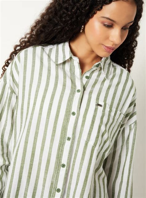 Buy Women Striped Oversized Shirt Online at just Rs. 999.0 ...