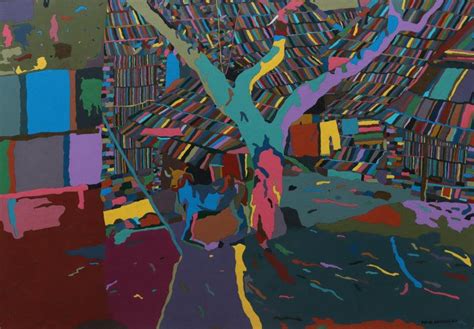 "Modern Days Of Village": Blue Green Acrylic Painting by Kiran Gunjkar ...