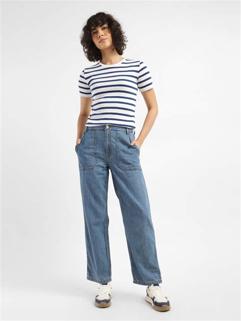 Women's 94 Blue Baggy Wide Leg Fit Mid Rise Jeans – Levis India Store