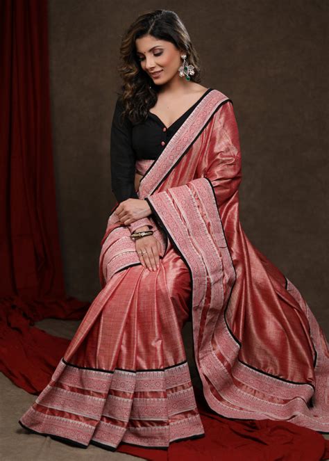 Elegant Peach Pink Cotton Silk Saree with Beautiful Border – Sujatra