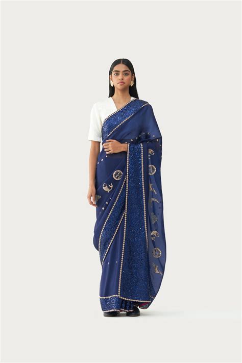 COSMIC SAPPHIRE SAREE – JALORI DESIGN STUDIO PVT LTD