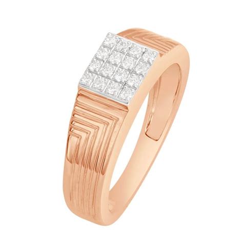 Buy Rose Gold and Diamonds Square Ring for Men Online | ORRA