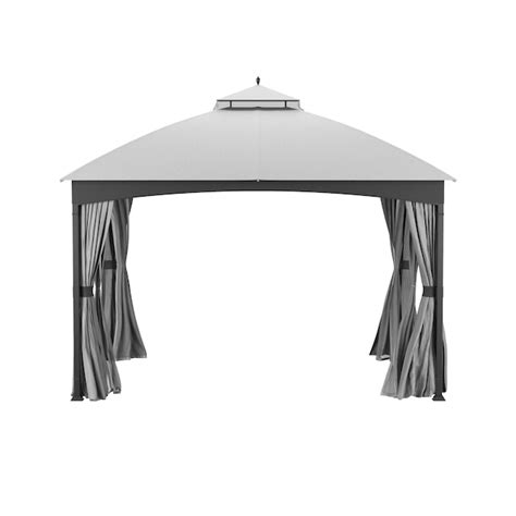 allen + roth 10-ft x 12-ft Rectangle Brown Frame and Grey Fabric Metal ...