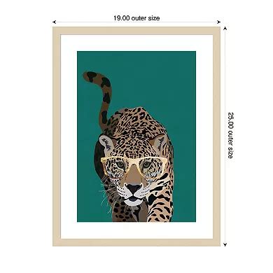 Curious Green Leopard by Sarah Manovski Wood Framed Wall Art Print