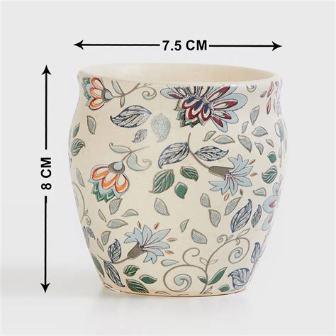 Buy Fiesta White Floral Printed Stoneware Khullad - 180ml from Home ...