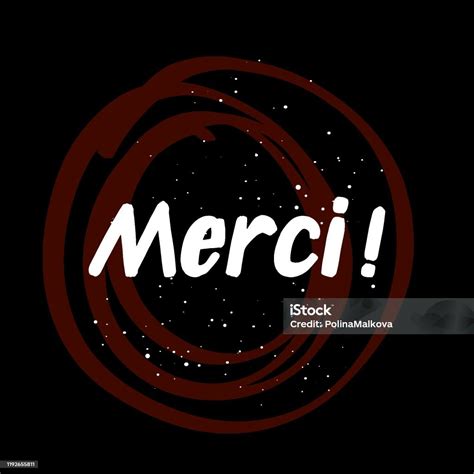 Merci Brush Paint Hand Drawn Lettering On Black Background With ...