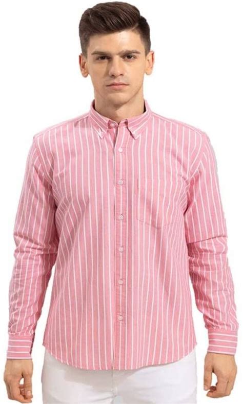 Men Regular Fit Striped Spread Collar Casual Shirt – PURE