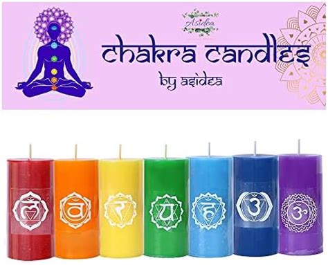 AuraDecor 7 Chakra Pillar Candle with 7 Chakras Gem Stones | Reiki ...