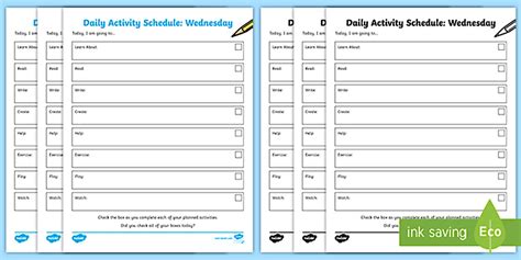 Editable Daily Activity Schedule for Kids