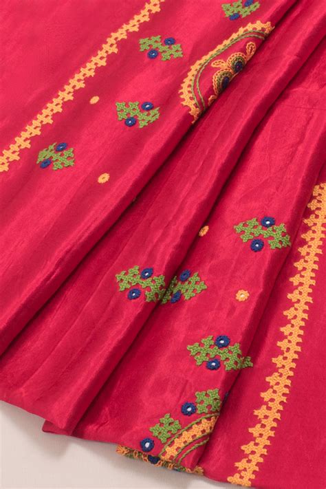 Pink Rabari Embroidered Mashru Blouse Material 10059171 – Avishya.com