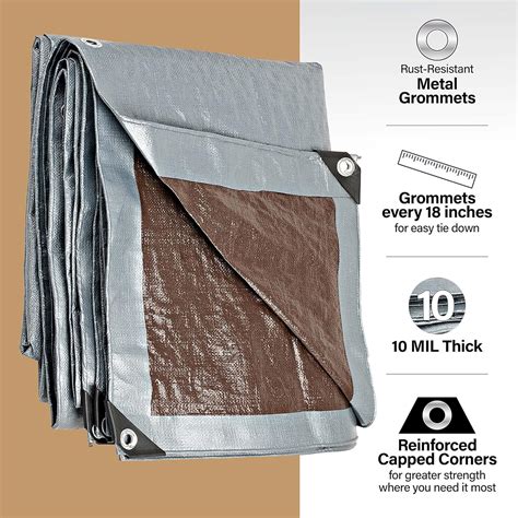 Buy 10x12 Heavy Duty Tarp, 10 Mil Thick, Waterproof, Tear & Fade ...