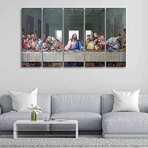 VIBECRAFTS Last supper of Jesus 5 Pieces Canvas Wall Painting For Home ...