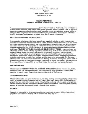 FL Moccasin Stables Equine Activities General Release & Waiver Of ...