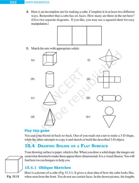 Image result for Visualising Solid Shapes Class 7 Explaining Net