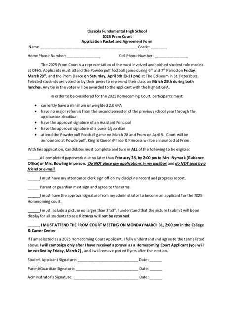 Fillable Online 2025 Prom Court Application Packet Fax Email Print ...