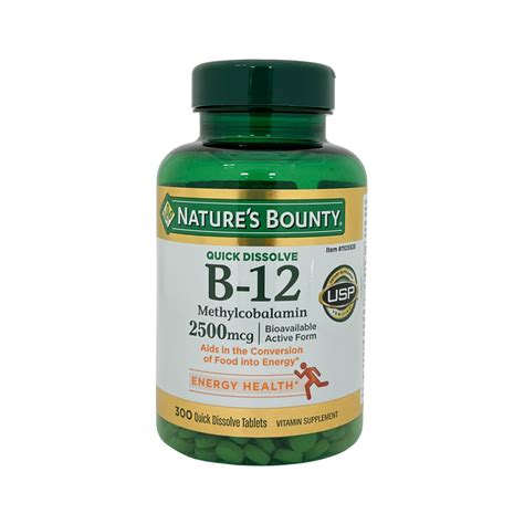 Nature's Bounty B-12 2500 mcg 300 Quick Dissolve Tablets