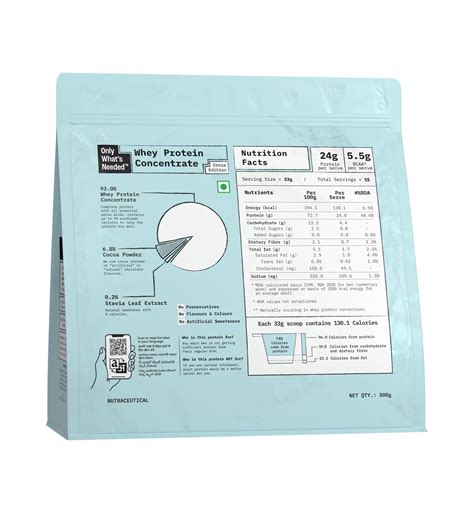 ONLY WHAT'S NEEDED - 24g Whey Protein Concentrate - Cocoa Edition ...