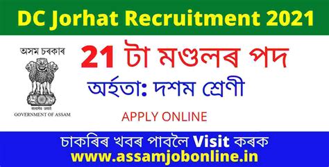 DC Jorhat Recruitment 2021 - 21 Mandal Gr-III Posts