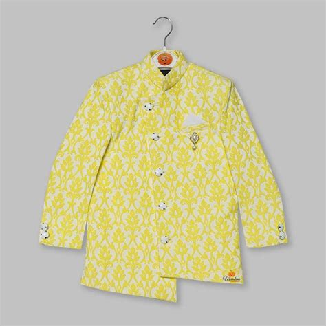 Buy Yellow White Floral Boys Sherwani – Mumkins