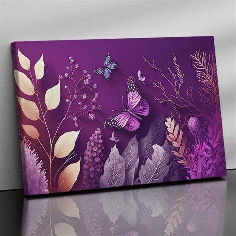 Abstract Floral Art Purple Canvas Paintings for Stylish Living Room De ...