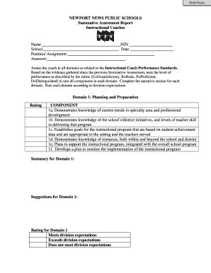 Fillable Online nnschools Instructional Coach Summative Form - Newport ...