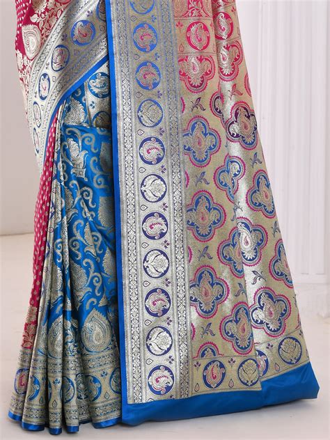 PVOS6301 Chhabra 555 Magenta & Gold Toned Ethnic Motifs Zari Silk Blend ...