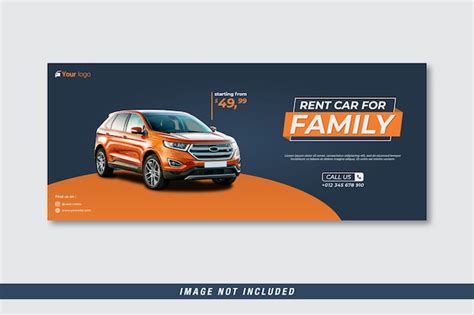 Rental car for family facebook cover template | Premium Vector