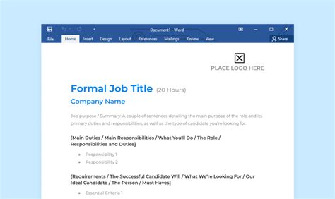 Job Advert Format 的图像结果