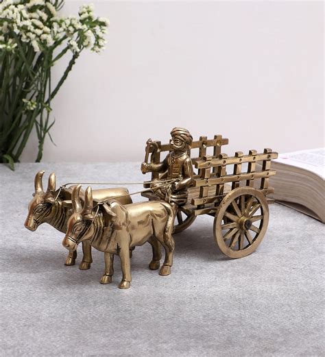 Brass Vintage Bullock Cart Showpiece, Showpiece for Home Decor, Figuri ...