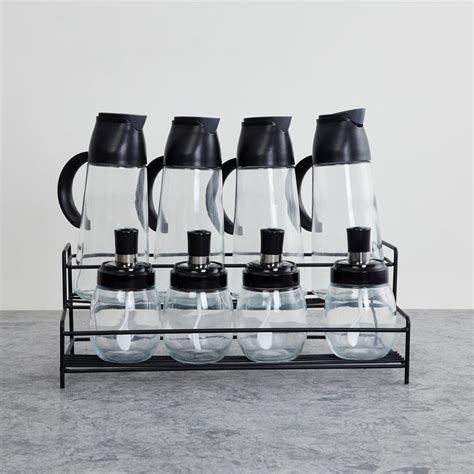 Buy Corsica Essentials Set of 8 Glass Spice Jars and Oil Bottles with ...