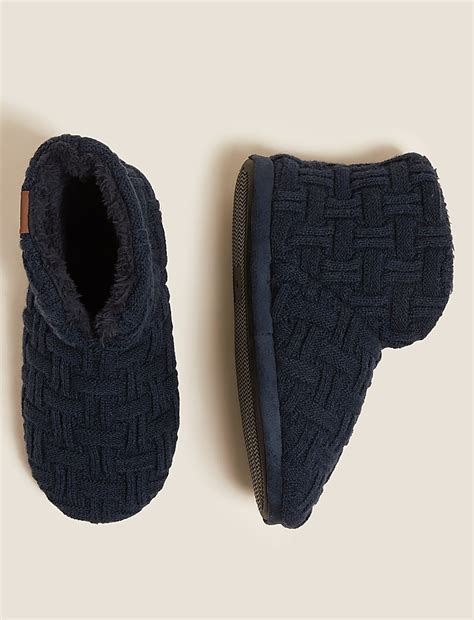 Buy Cable Knit Slipper Boots at Marks & Spencer