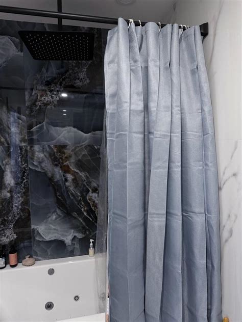 Kenney 70-in W x 70-in L Ashley Blue Solid Polyester Shower liner in ...