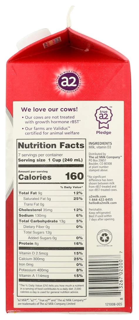 Buy A2, Milk, Vitamin D Ultra-Pasteurized, 59 fl oz Online at Lowest ...