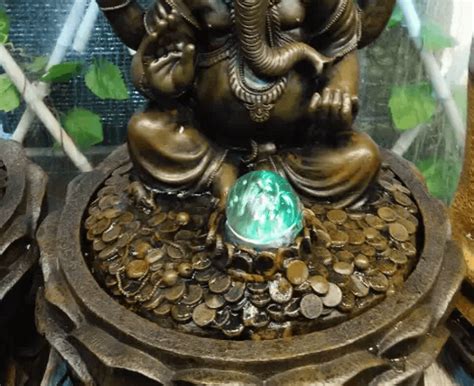 Fengshui Water Fountain - Ganesha Blessings with LED Light & Crystal B ...