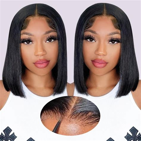 Amazon.com : IJFMMEL 12 inch Bob Wig Human Hair Glueless Wig Human Hair ...