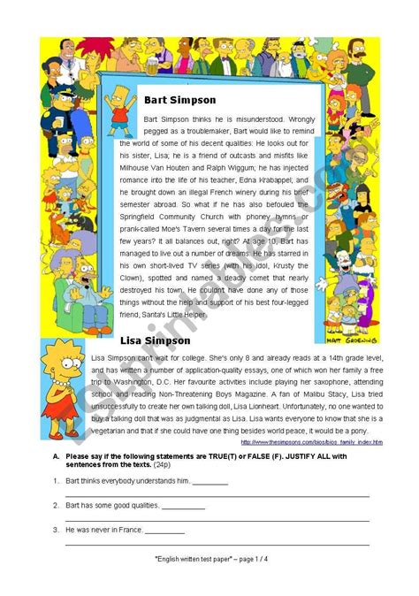 Image result for Simpsons Test Paper