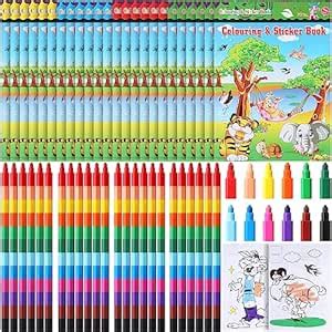 Teling 24 Pcs Safari Animals Coloring Books with 24 Pcs Stacking ...