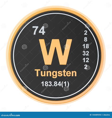 Tungsten W, Wolfram Chemical Element. 3D Rendering Stock Illustration - Illustration of ...