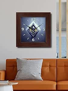 Buy 999STORE Golden and Blue Art Modern Stylish Wall Clock Square Wall ...