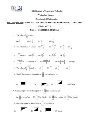 15MA102 3 Sem - University papers - Advanced Calculus And Complex ...
