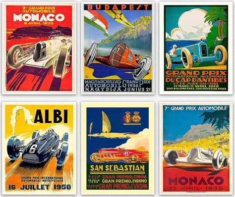 Buy Wallbuddy Set of 6 Car Racing Grand Prix Posters F Poster Formula ...