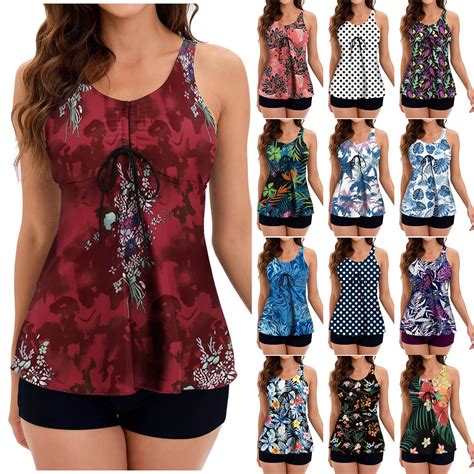 Brnmxoke Womens Tankini Swimsuits for Women 2025 Tummy Control Swimsuit ...